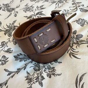 Timberland Genuine Leather Brown Belt 26–28” Brass Buckle